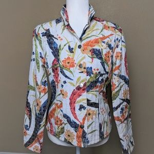 Chico's Floral Multi Color Button Up Jacket - SM